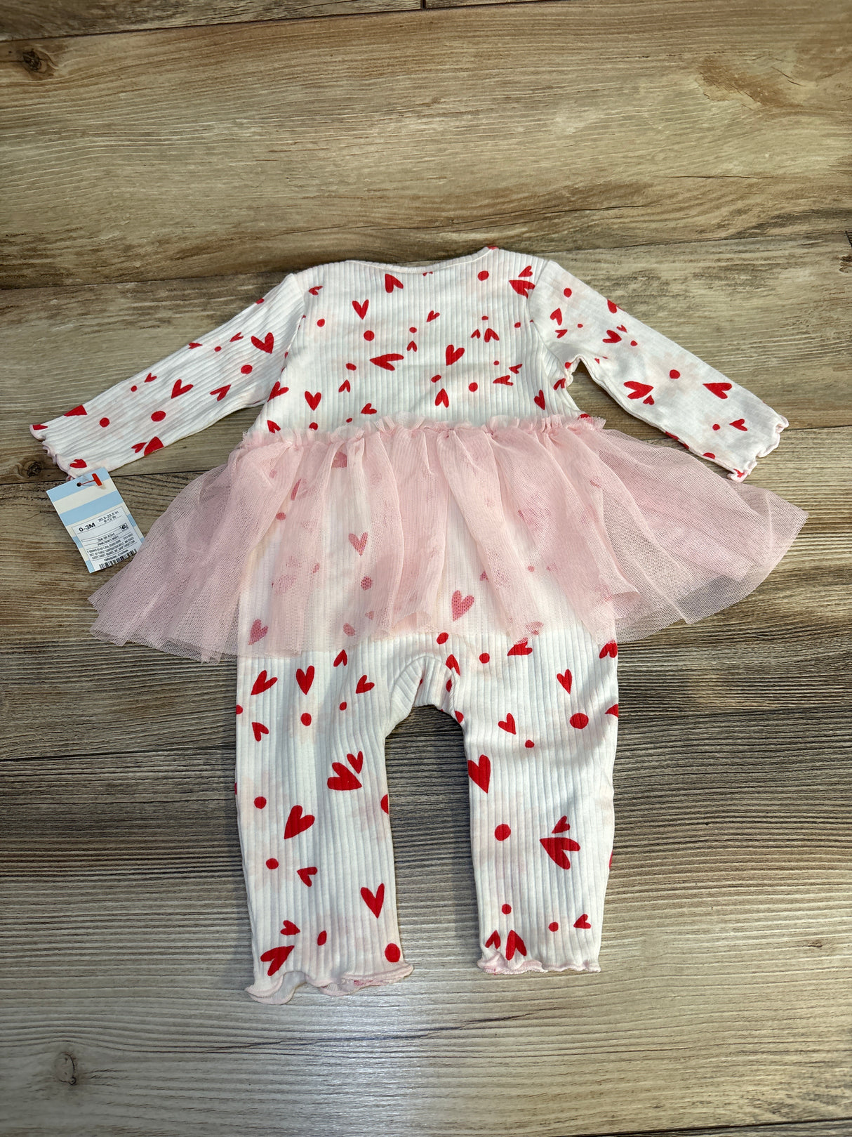 NEW Cat & Jack Heart Print Tulle Coverall White sz 0-3m
