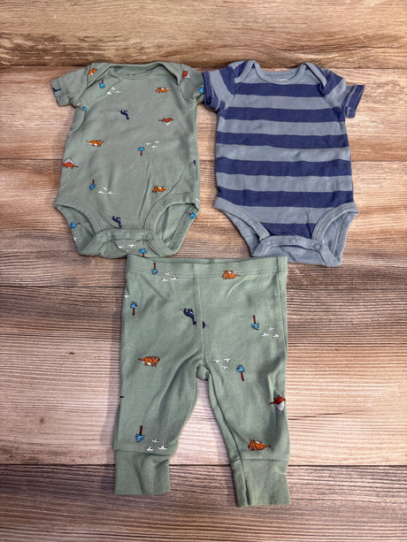 Carter's 3pc Dinosaur Bodysuit Set Green sz 3m - Me n Mommy To Be