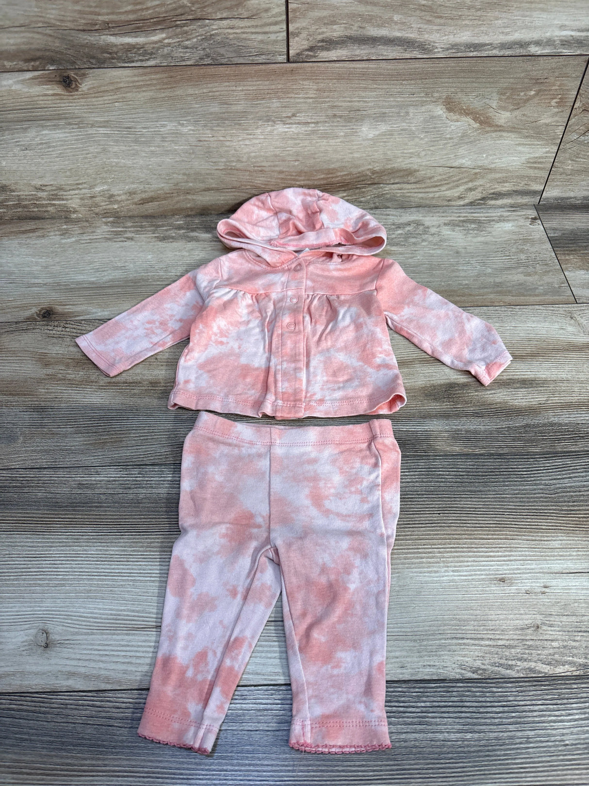 Carter's 2pc Tie-Dye Hooded Tunic & Pants Set Peach sz 3m