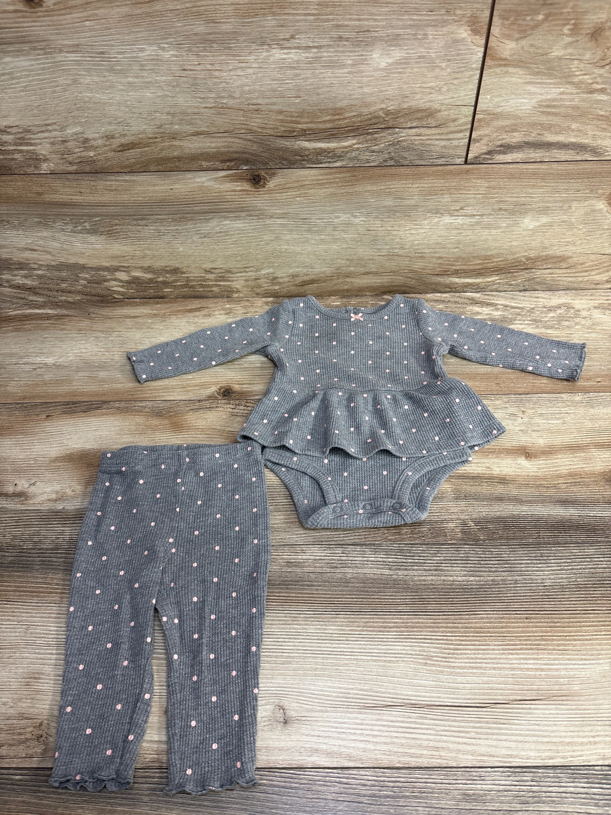 Carter's 2pc Waffle Knit Bodysuit & Leggings Set Grey sz 6m