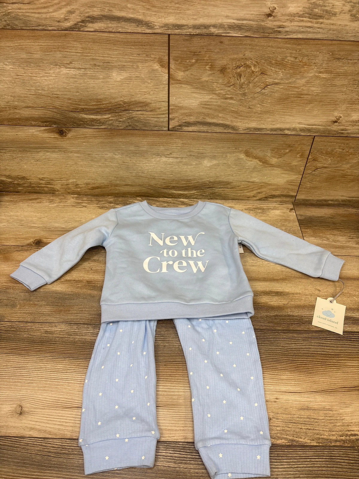 NEW Cloud Island 2pc New To The Crew Sweatshirt & Pants Set Blue sz 18m