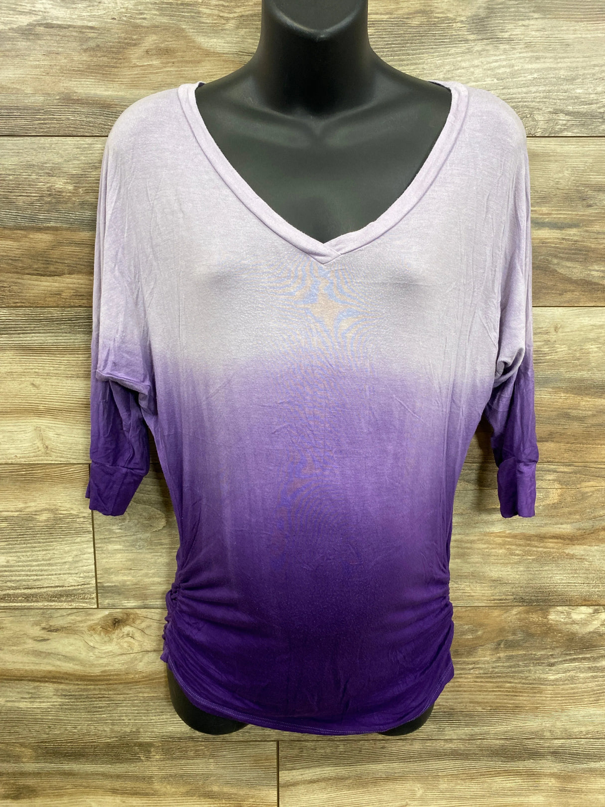 Lock & Love Maternity Long Sleeve Ruched Shirt Purple sz Small