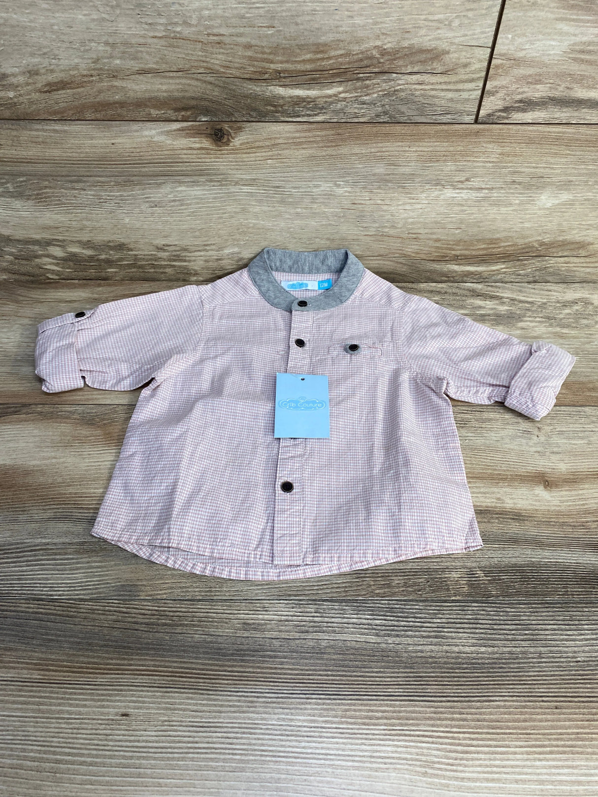 NEW Crib Couture Button Up Shirt Pink sz 12m - Me n Mommy To Be