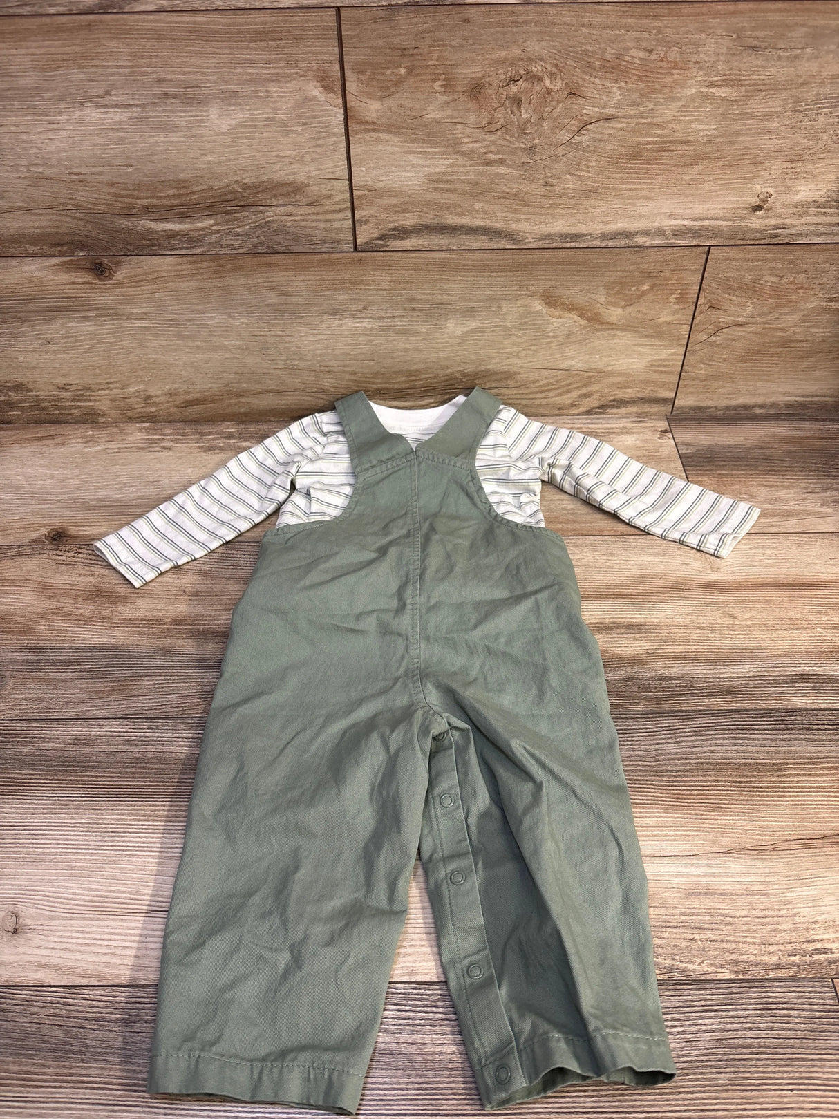 Just One You 2pc Striped Shirt & Overalls Set White sz 18m