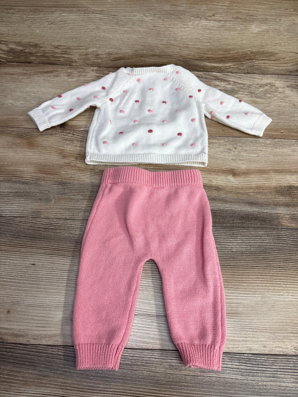 Little Me 2pc Textured Button Front Cardigan & Bottoms Set White sz 3m