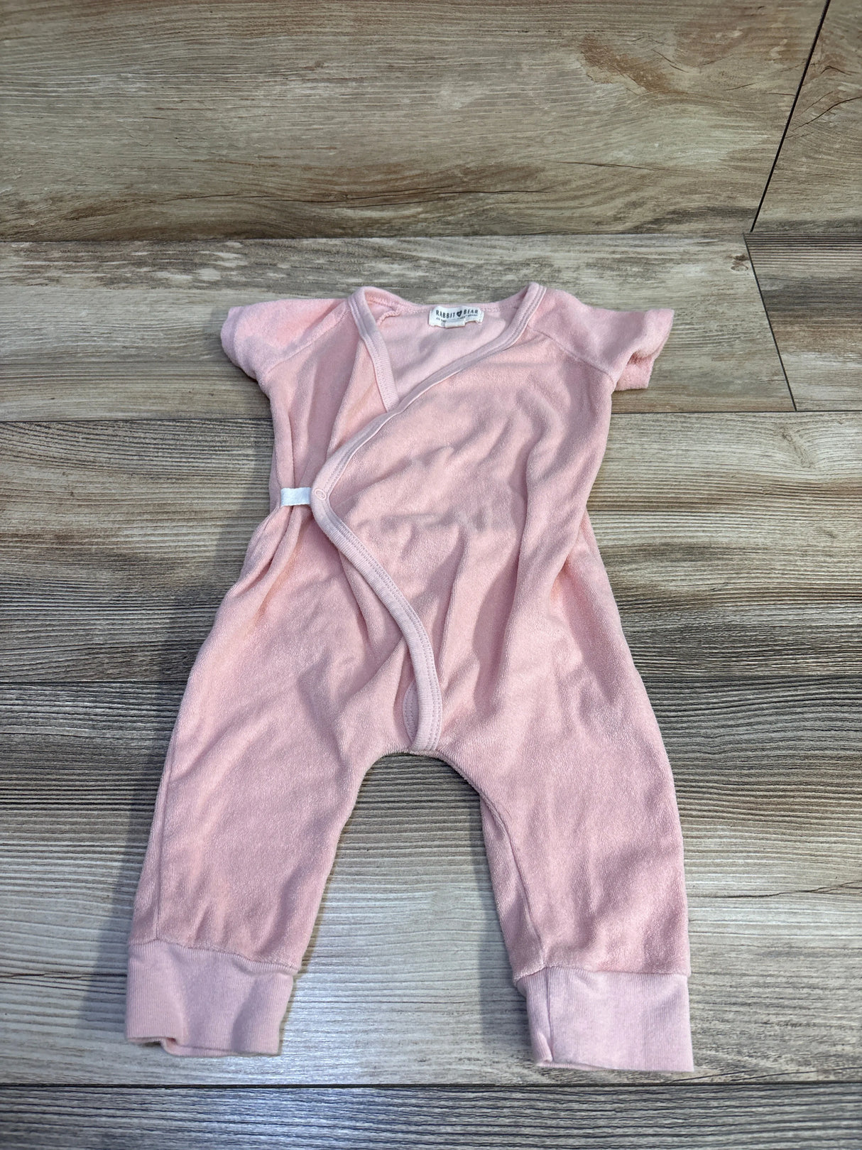 Rabbit + Bear Organic Terry Cloth Wrap Jumpsuit Pink sz 6-9m