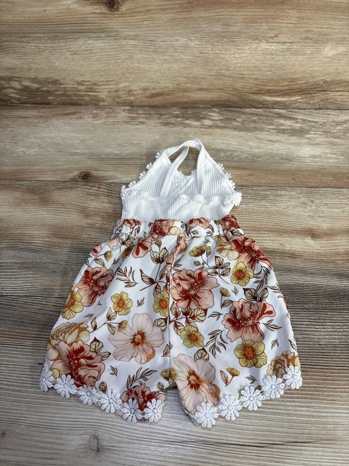 Shein Floral Crisscross Cami Romper White sz 6-9m