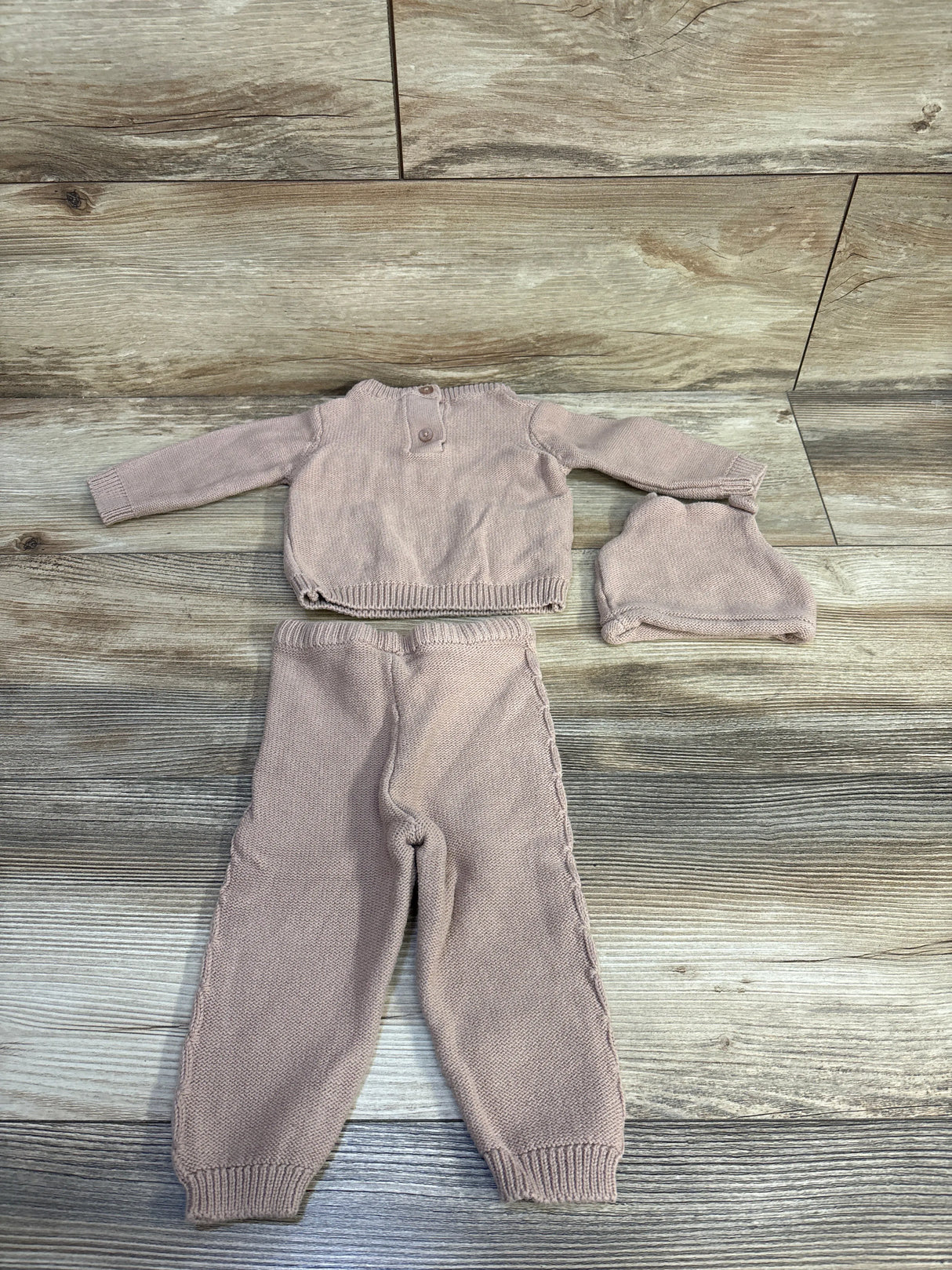 Little Lass 3pc Knit Sweater, Pants, & Hat Set Brown sz 6/9m