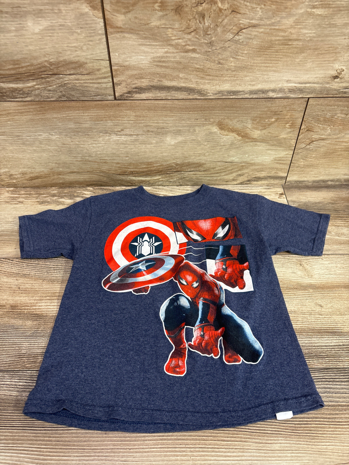 Marvel Spider-Man Captain America Shirt Blue sz 4/5T