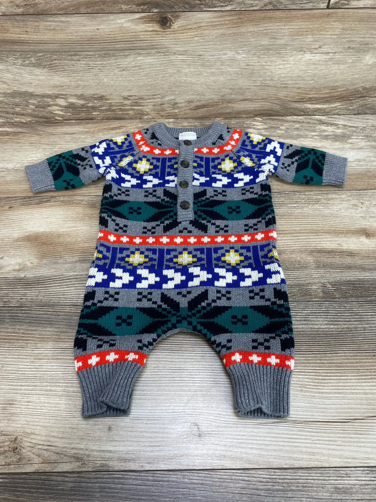 Hanna Andersson Fair Isle Coverall Grey sz 0-3m - Me n Mommy To Be