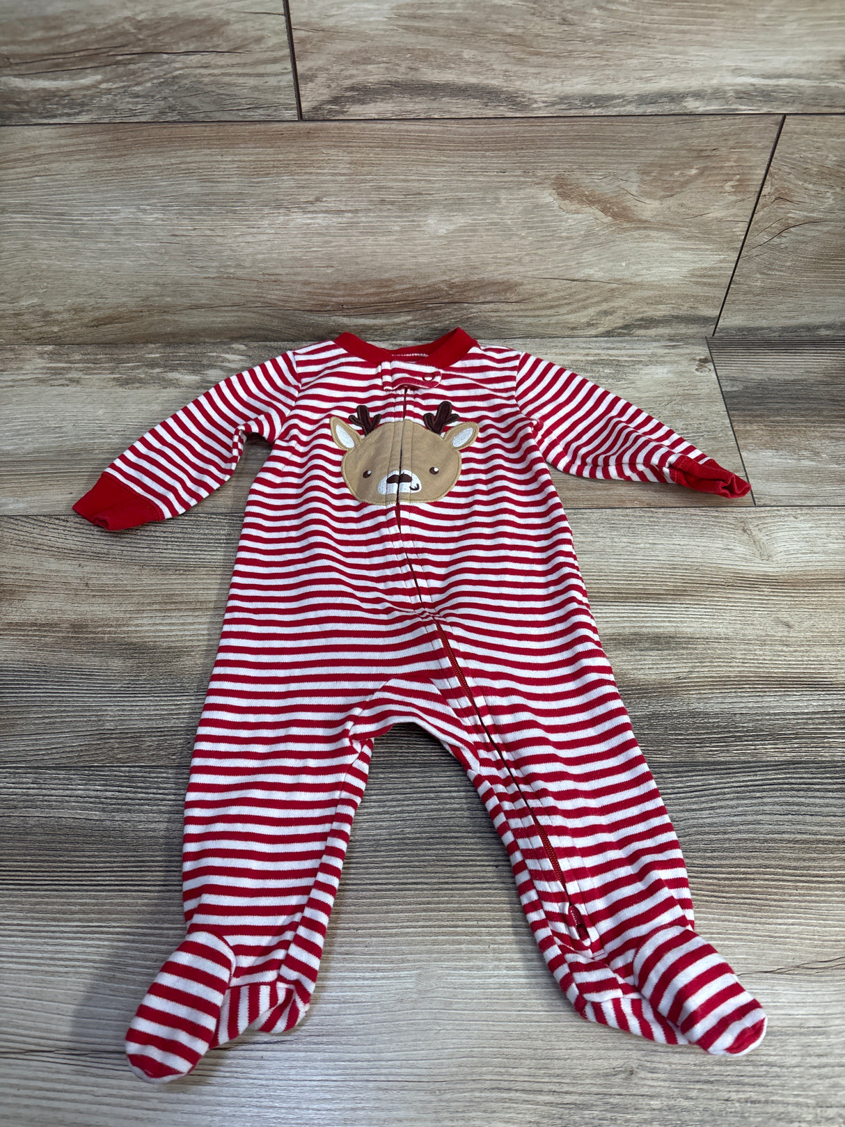 Carter's Striped Reindeer Sleeper Red/White sz 6m