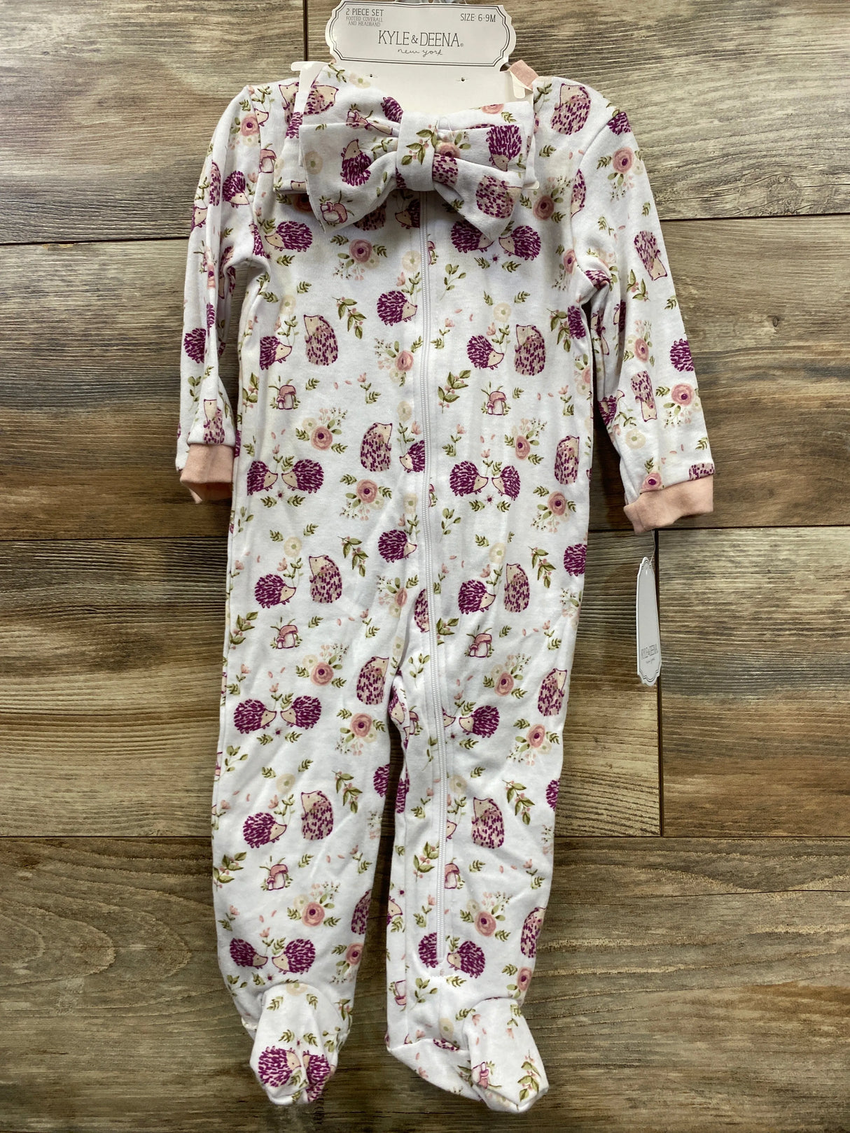 NEW Kyle & Deena 2pc Floral Hedgehog Sleeper White sz 6-9m