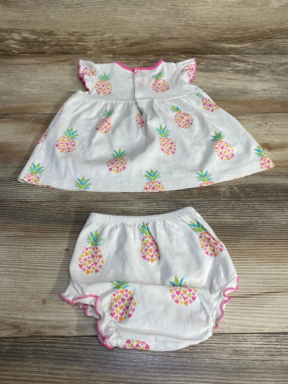 Kissy Love 2pc Pineapple Dress & Bloomers White sz 6-9m - Me n Mommy To Be