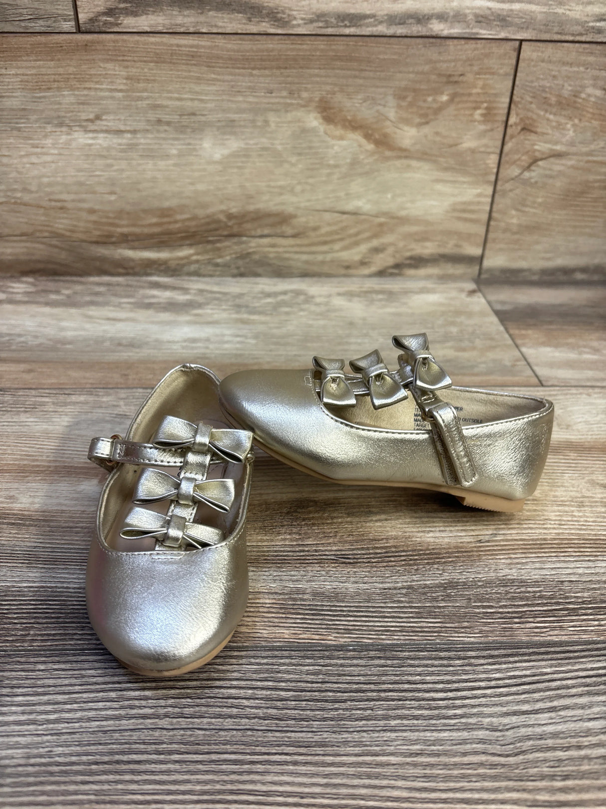 Cat & Jack Mary Jane Bow Ballet Flats Gold sz 7c