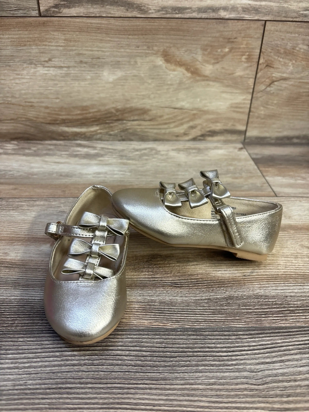 Cat & Jack Mary Jane Bow Ballet Flats Gold sz 7c