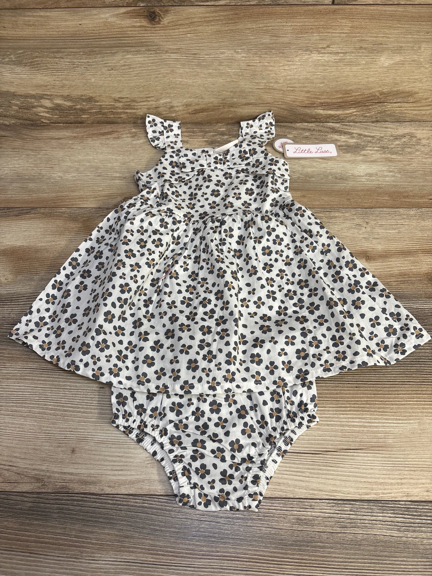 NEW Little Lass 2pc Sleeveless Dress & Bloomers White sz 12m - Me n Mommy To Be