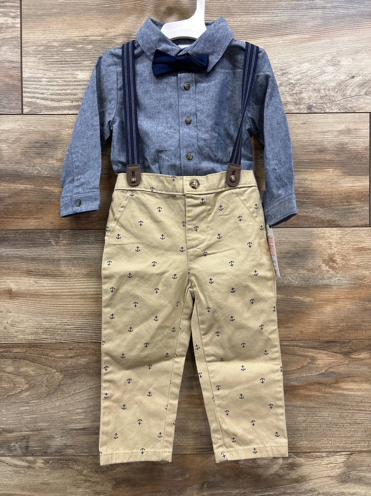 NEW Just One You 3pc Suspender Set Anchor Print Blue sz 18m