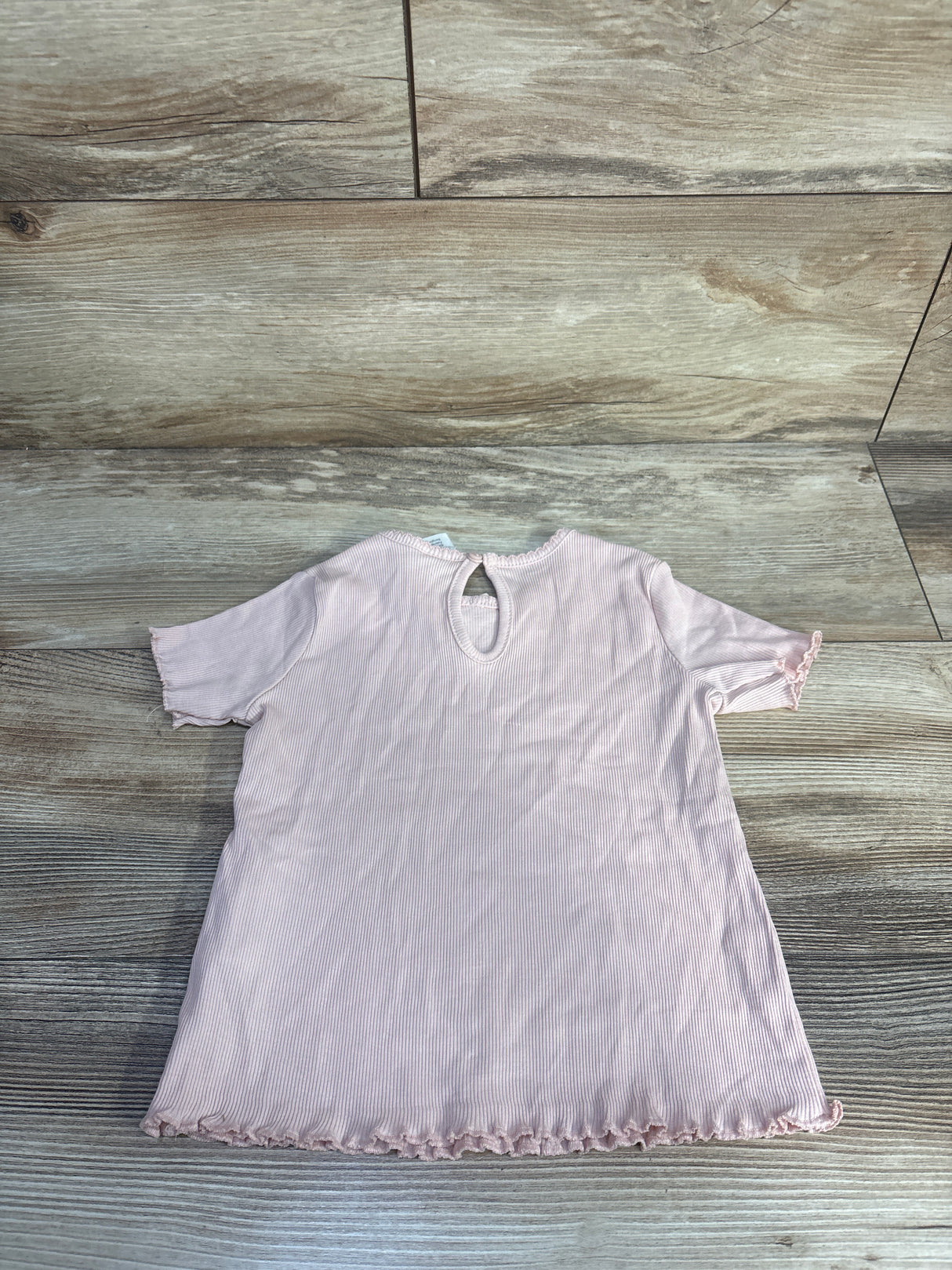 NEW H&M Ribbed Lettuce Trim Shirt Pink sz 12m