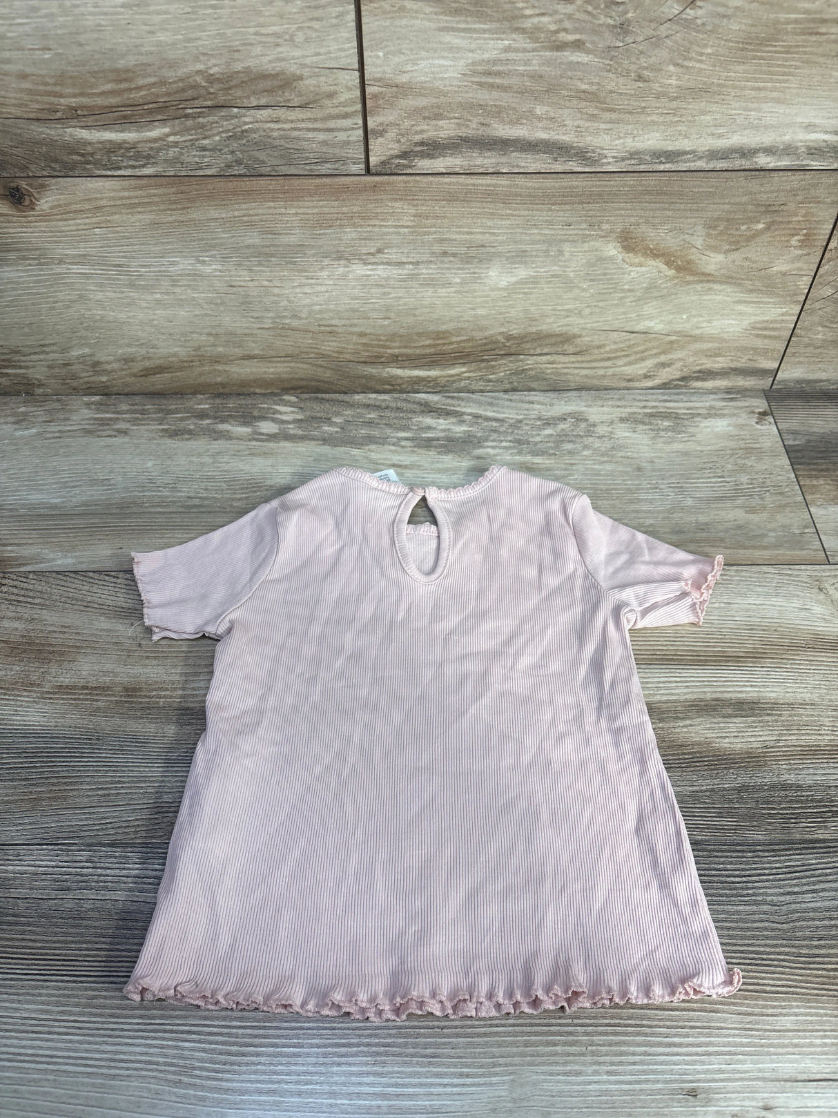 NEW H&M Ribbed Lettuce Trim Shirt Pink sz 12m