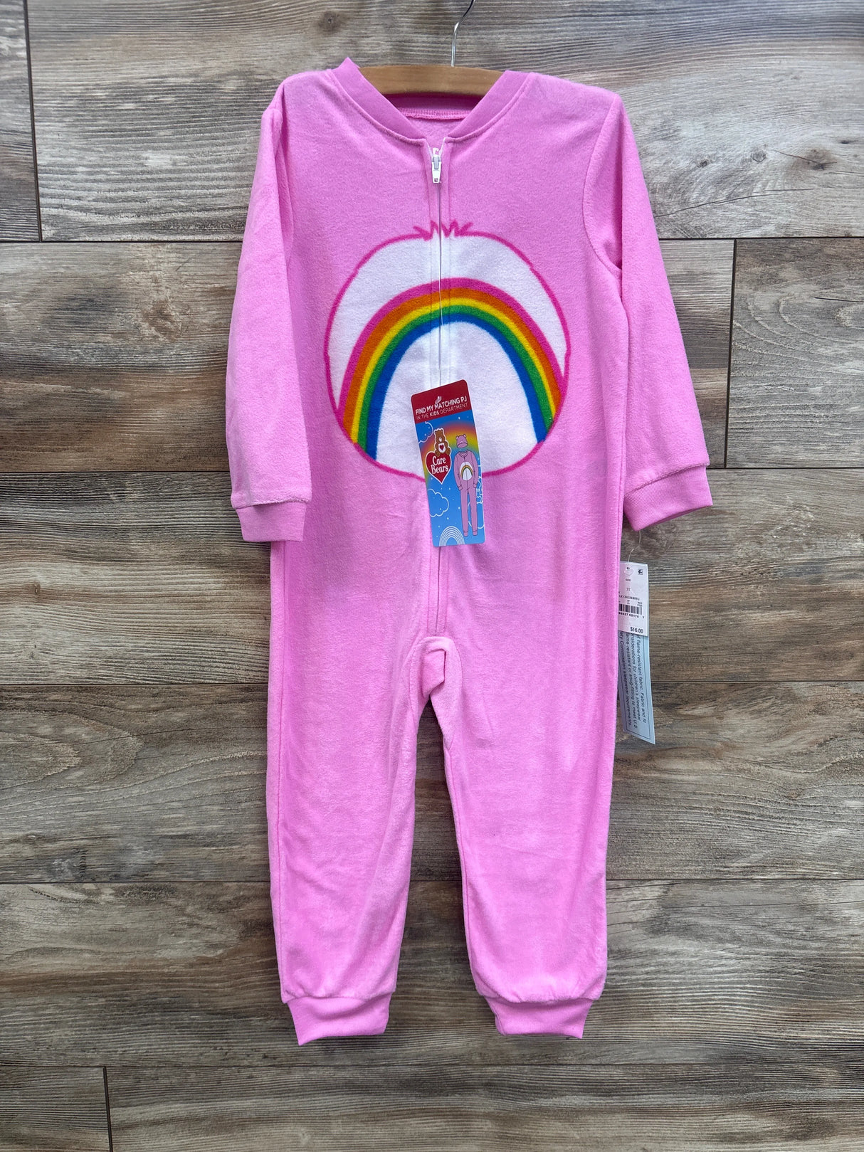 NEW Care Bears 2Pc Long Sleeve Blanket Sleeper & Hat Pink sz 3T