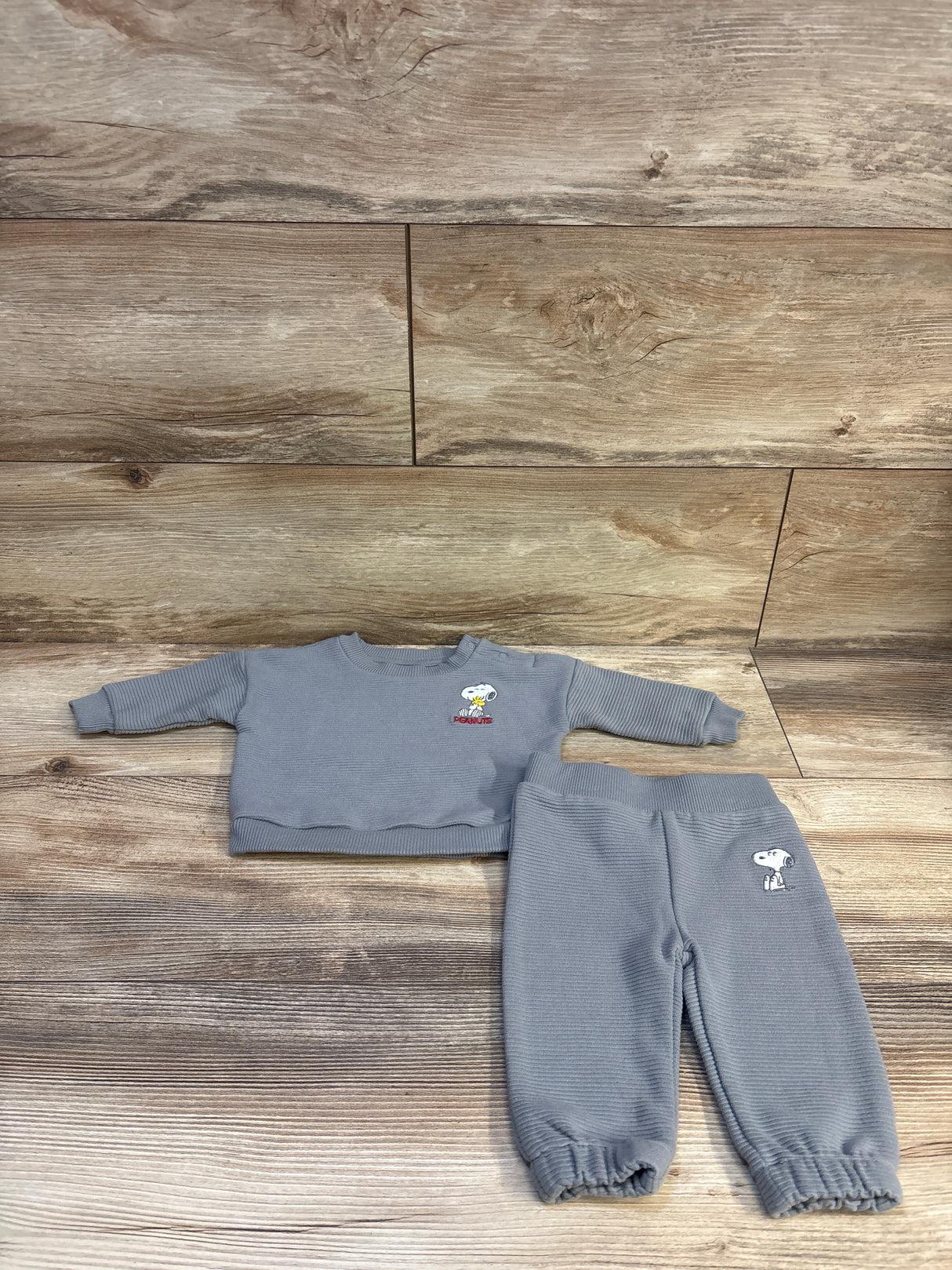 Peanuts Ribbed Snoopy Sweatshirt & Joggers Grey sz 0-3m