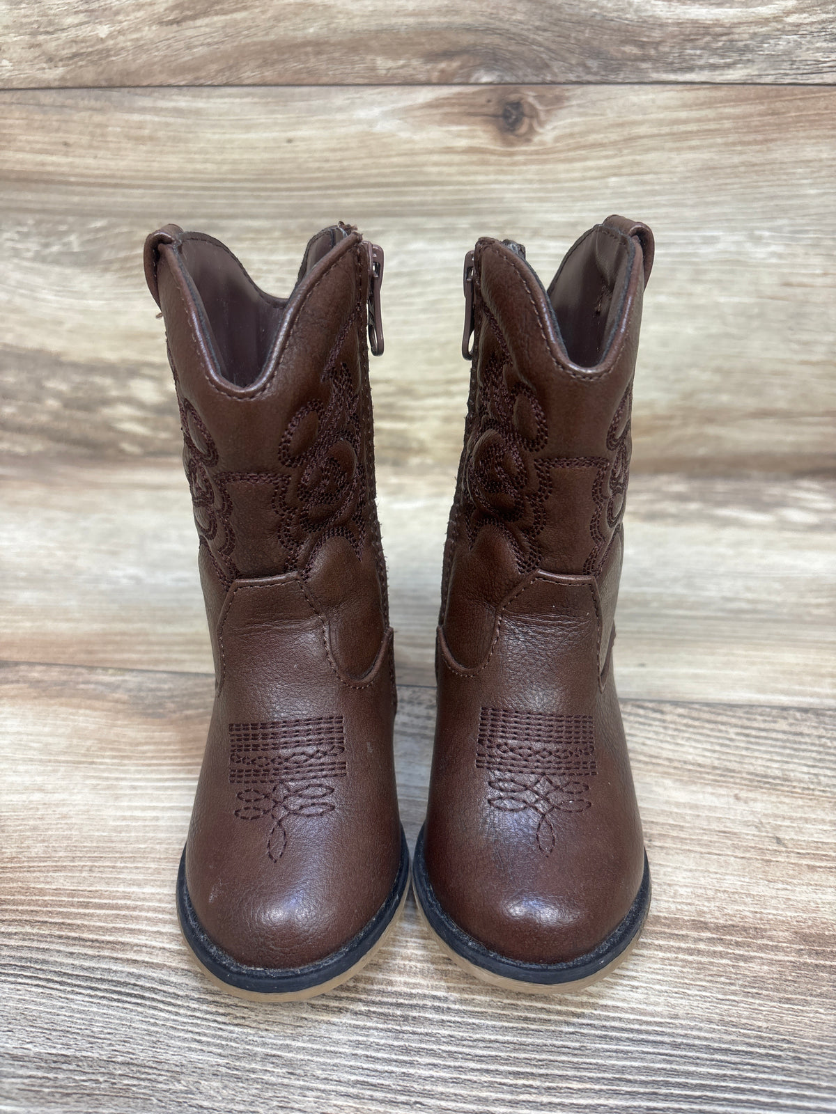 Cat & Jack Memphis Zipper Western Boots Brown sz 5c
