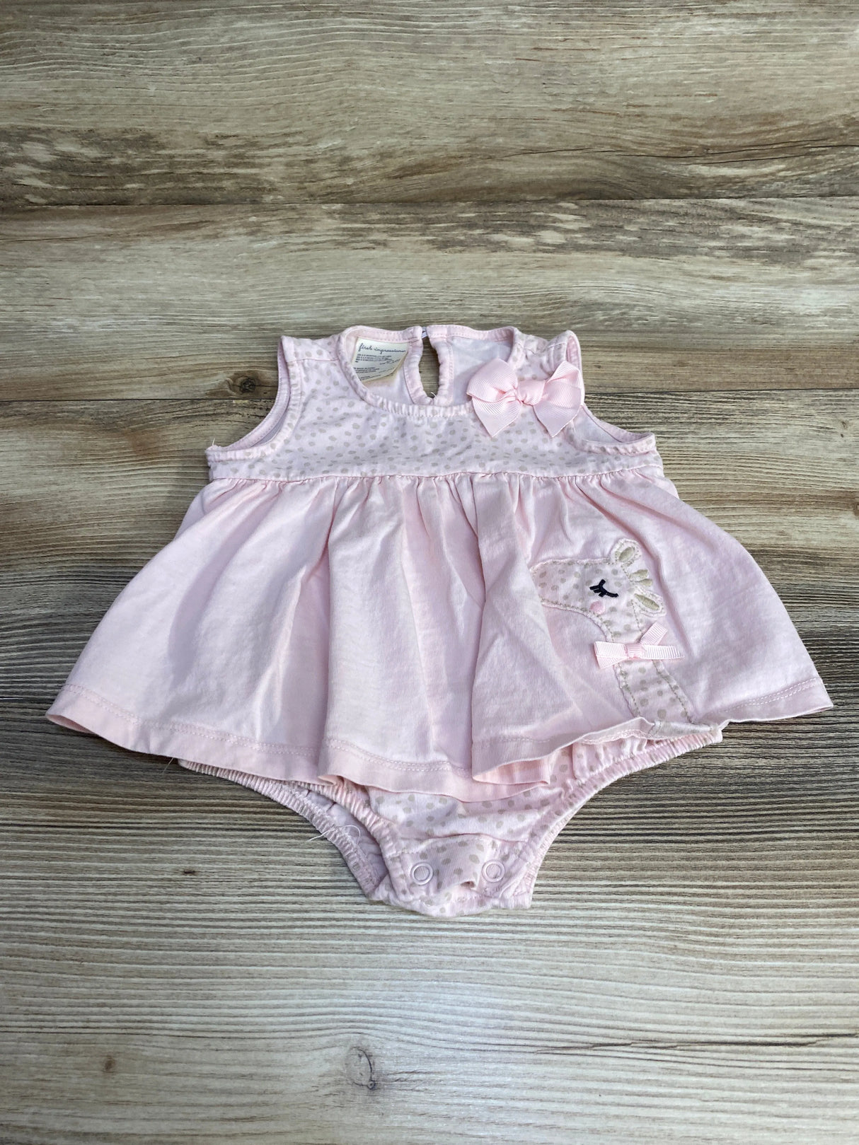 First Impressions Polka Dot Bodysuit Dress Pink sz 6-9m - Me n Mommy To Be