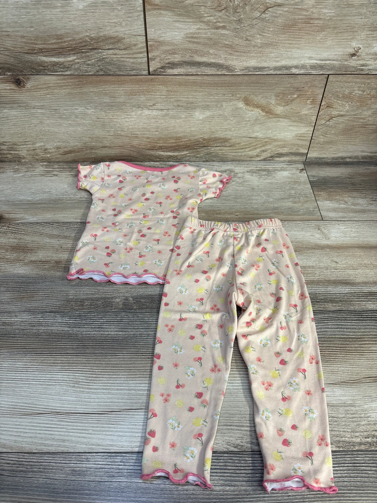 Le Top pink 2-piece fruit print pajama set for baby size 12m