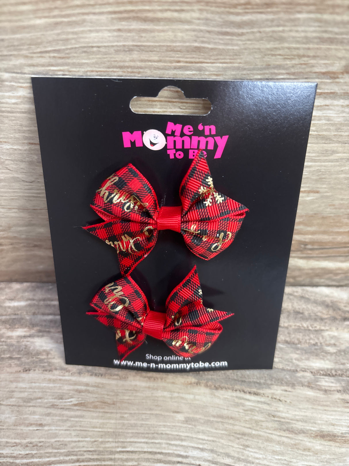 NEW Christmas Hair Bows Red Plaid 2pk