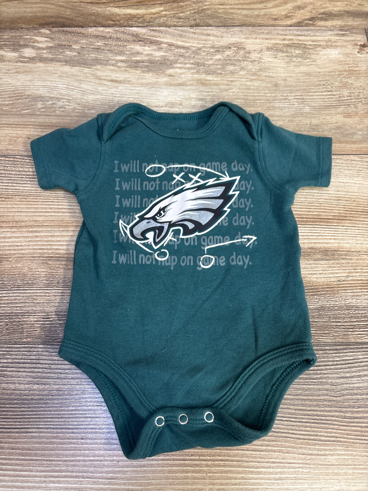 NFL Philadelphia Eagles I Will Not Nap On Game Day Bodysuit Green sz 0/3m