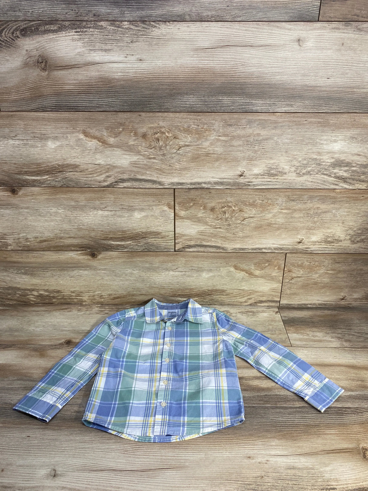 OshKosh Plaid Button-Up Shirt Blue sz 5T