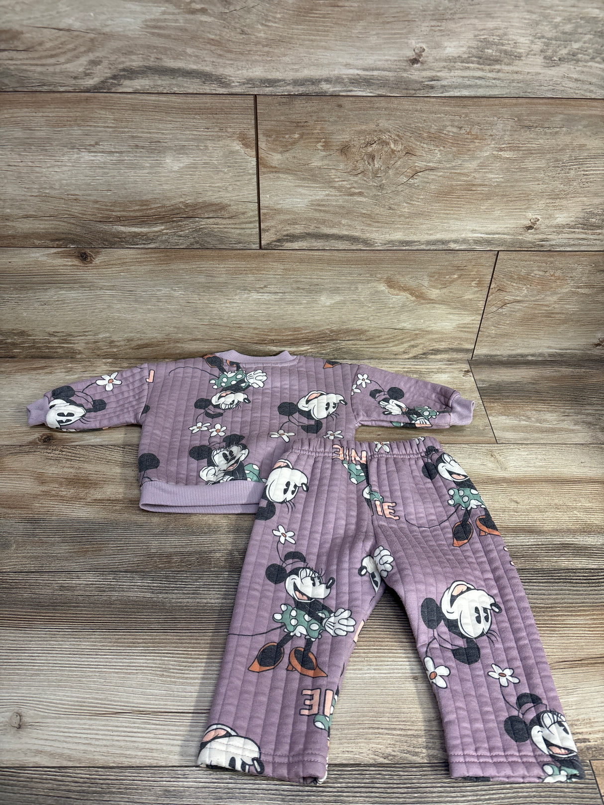 Disney Baby 2pc Ribbed Minnie Mouse Sweatshirt & Joggers Mauve sz 12m