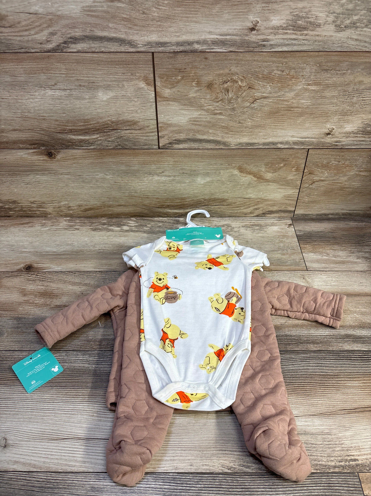 NEW Disney Baby 4pc Quilted Winnie The Pooh Set Brown sz 3/6m