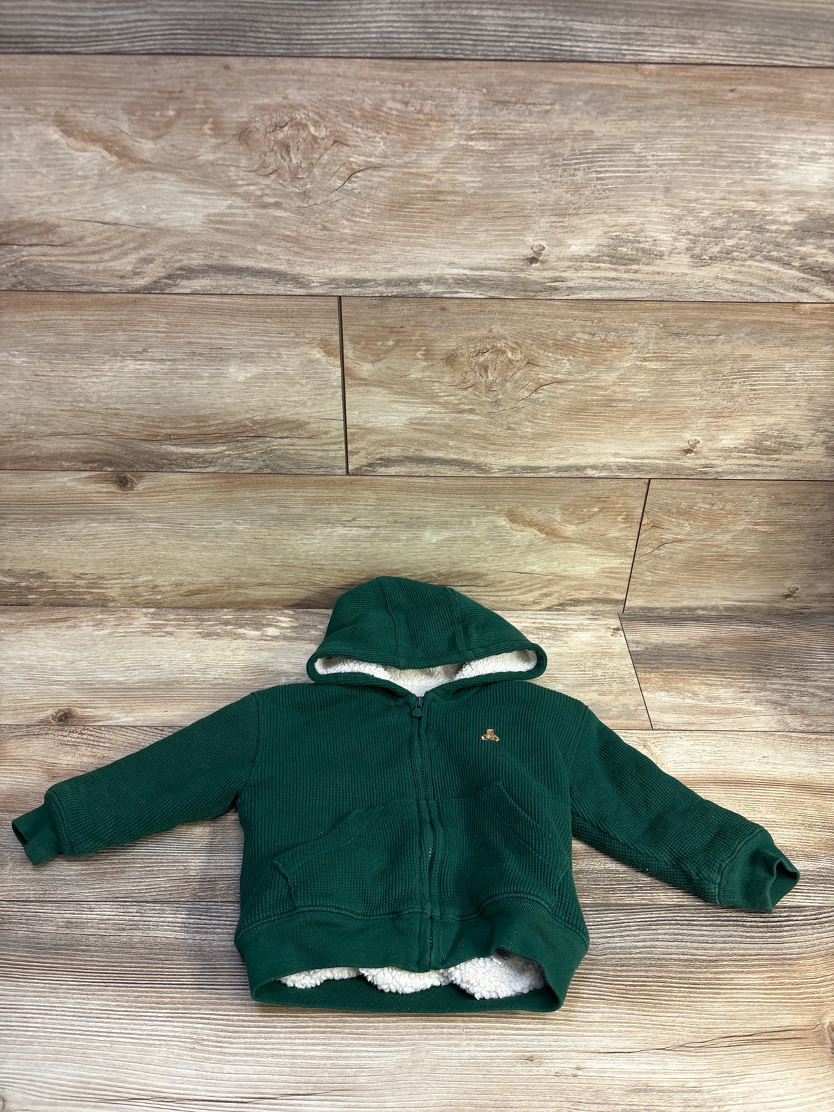 Baby Gap Sherpa-Lined Thermal Zip Hooded Jacket Green sz 18-24m