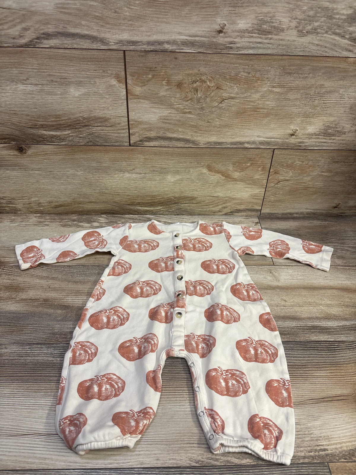 Kate Quinn Button-Front Pumpkin Coverall Ivory sz 18-24m
