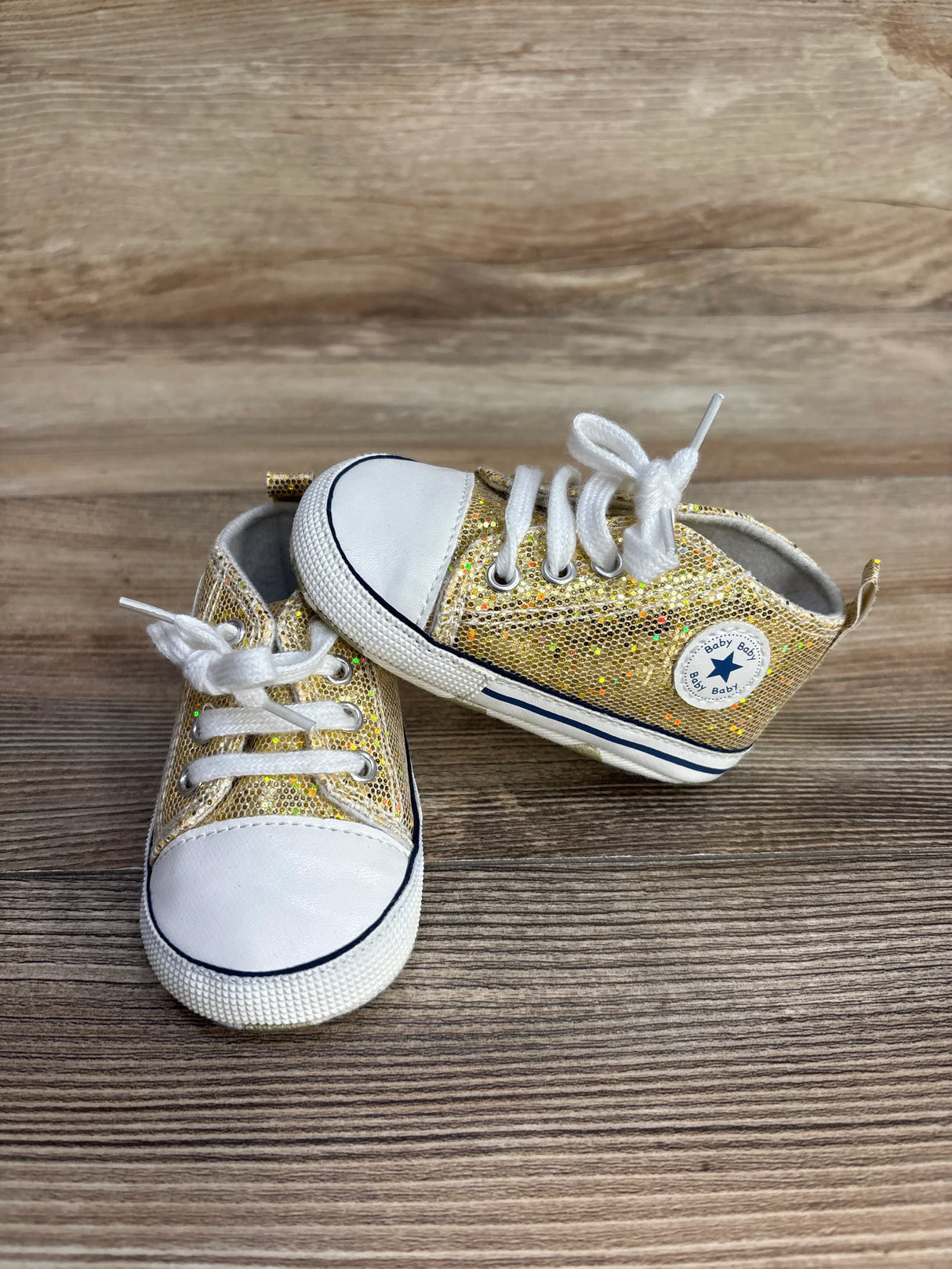 Soft Sole Glittery Sneakers Gold sz 3c