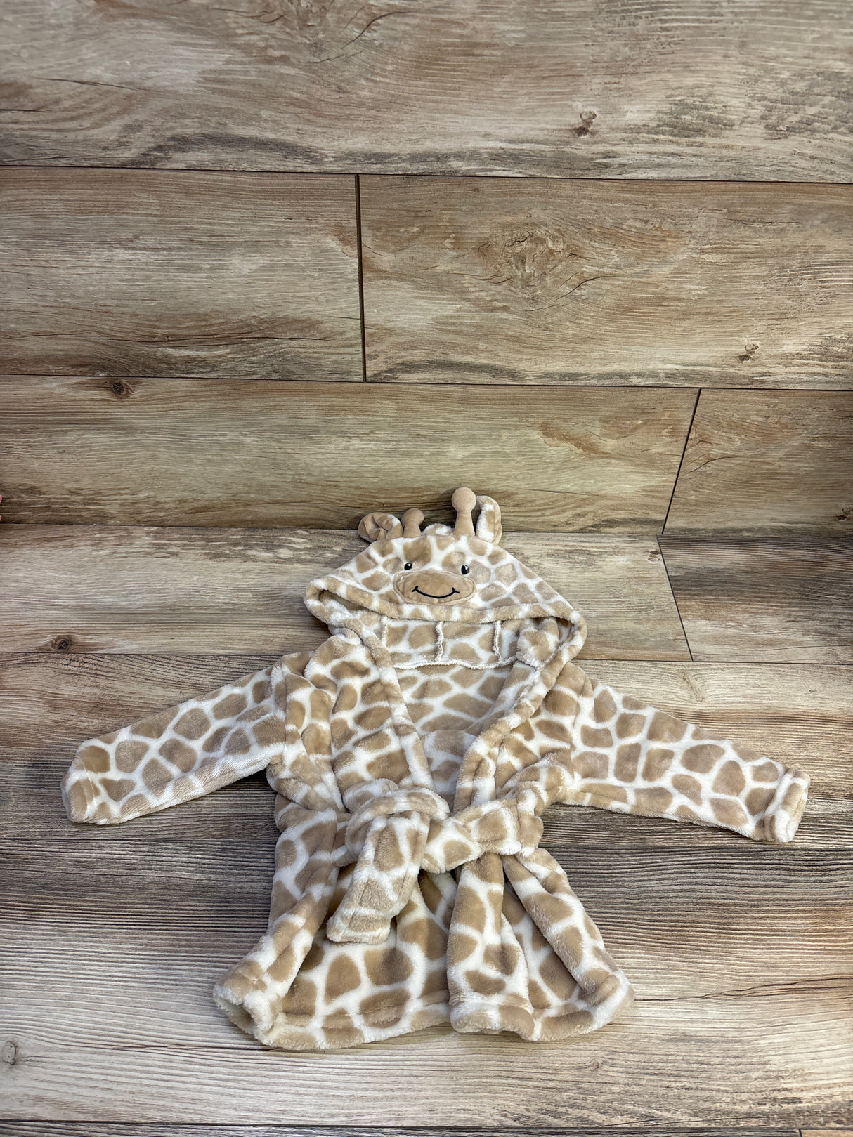Hudson Baby Plush Hooded Giraffe Robe Tan sz 0-9m
