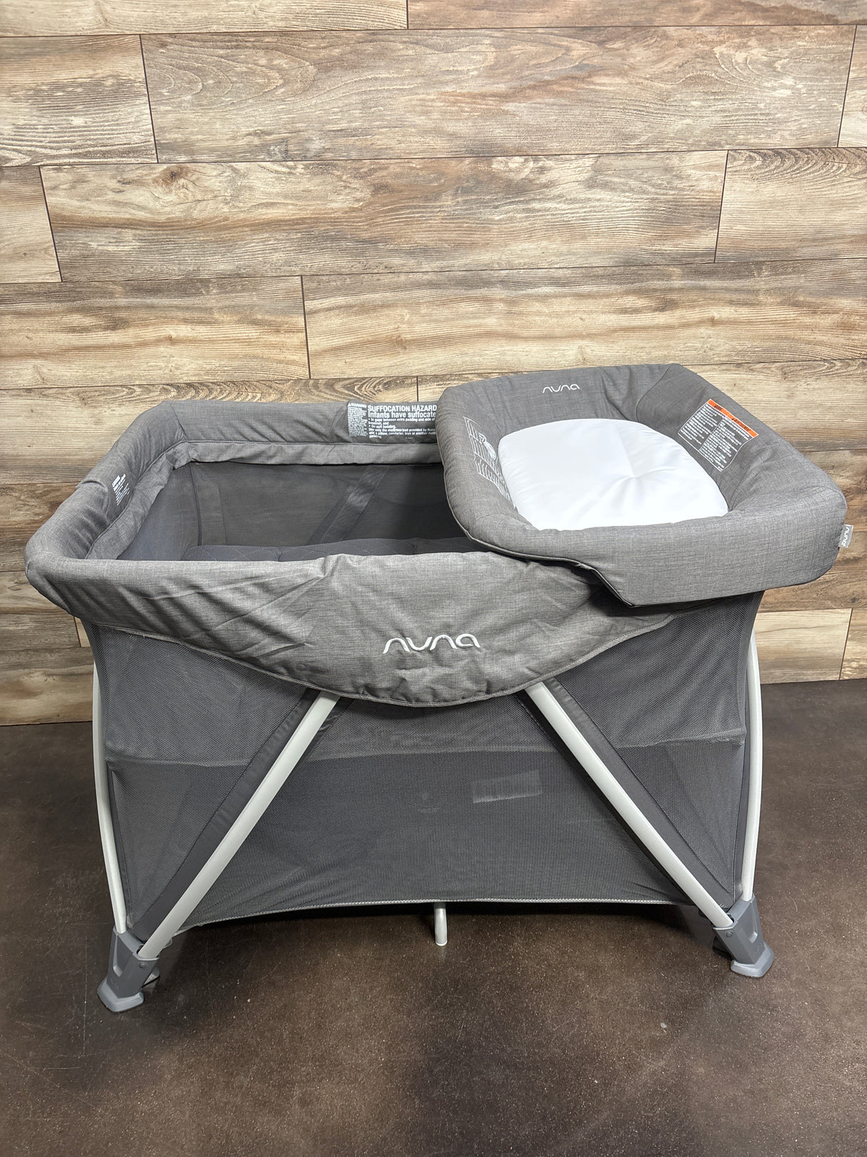 Nuna SENA Aire Playard, Travel Crib, & Changing Table in Granite