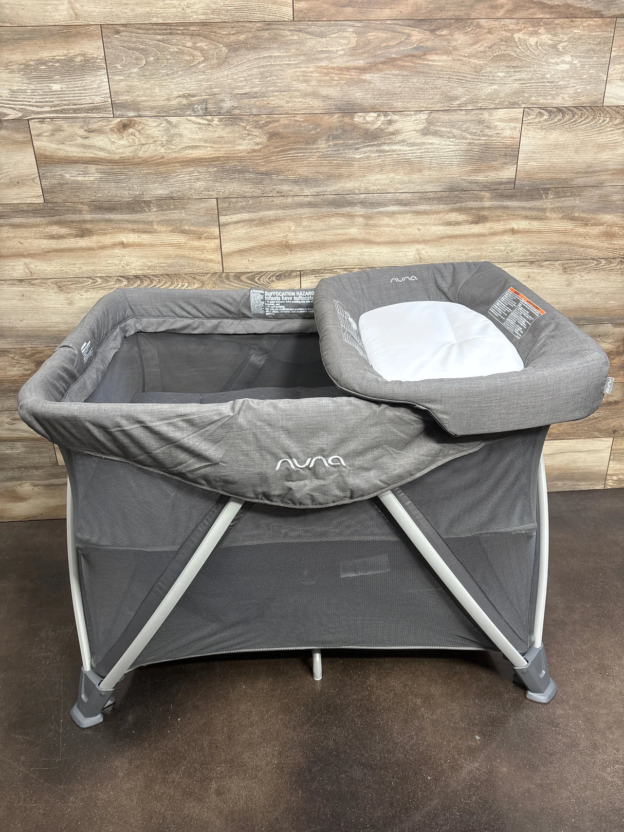 Nuna SENA Aire Playard, Travel Crib, & Changing Table in Granite