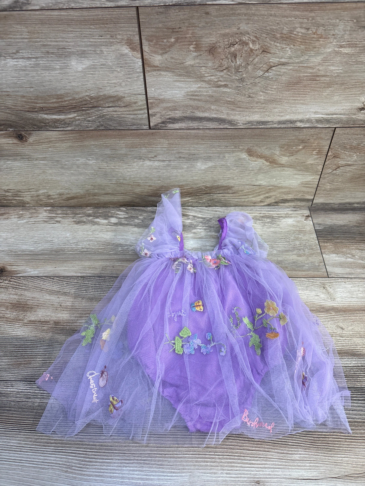 Butterfly Wing Embroidered Tulle Bodysuit Dress Purple sz 3-6m