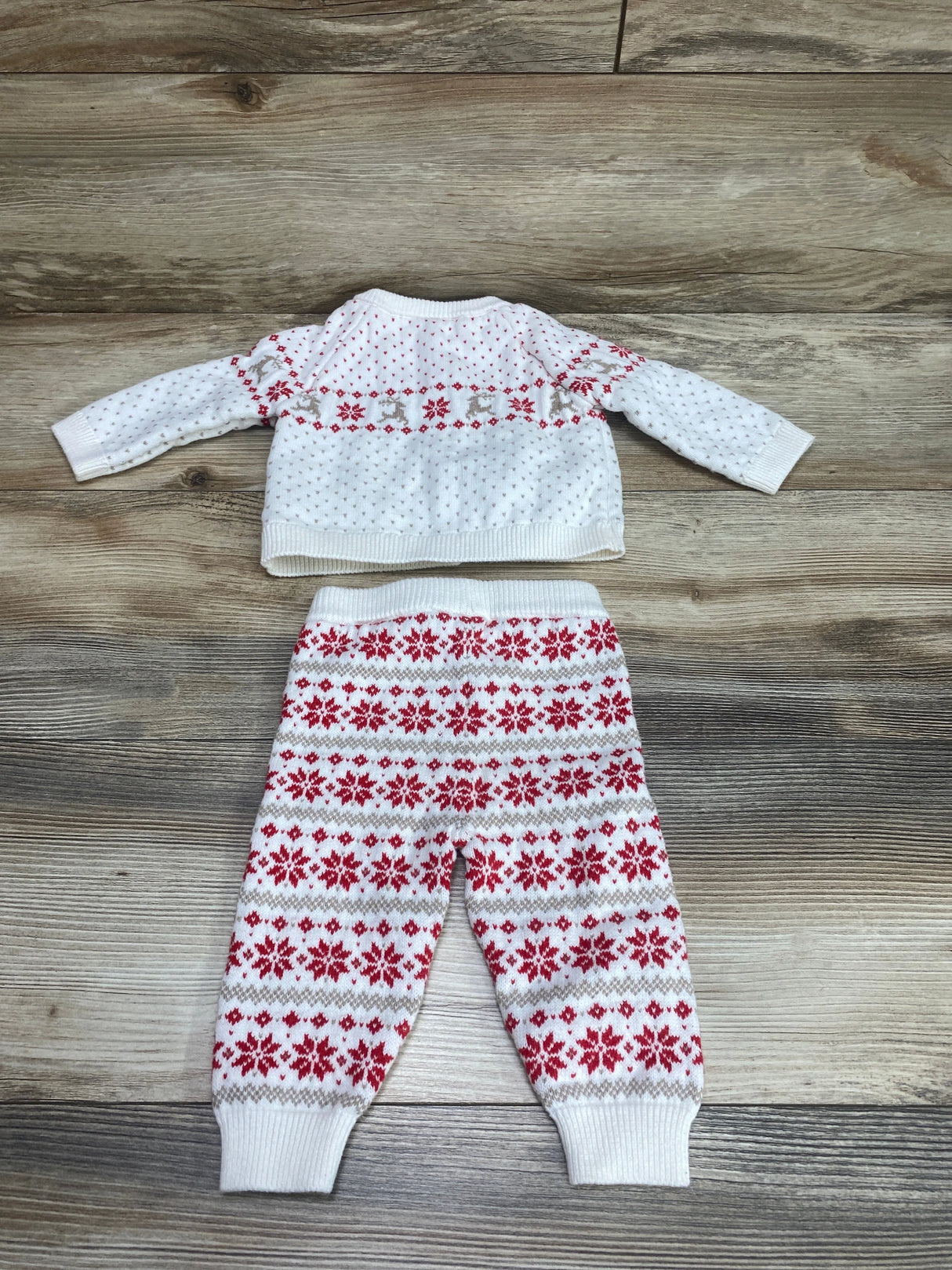 Janie and Jack 2pc Fair Isle Cardigan & Pants White sz 3-6m - Me n Mommy To Be