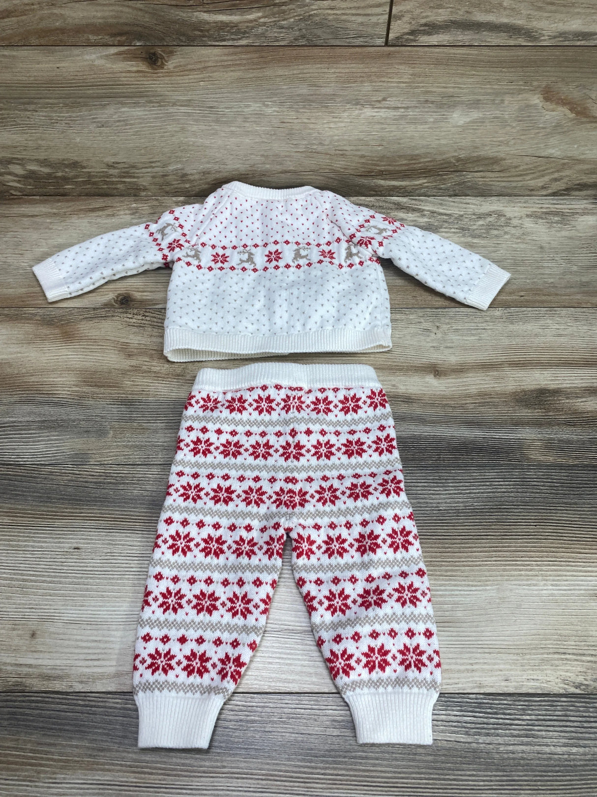 Janie and Jack 2pc Fair Isle Cardigan & Pants White sz 3-6m - Me n Mommy To Be