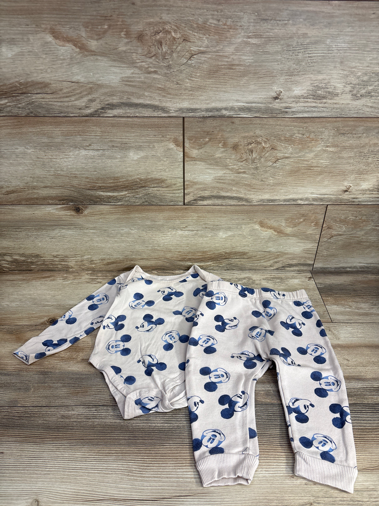 Disney Baby 2pc Mickey Mouse Bodysuit Set Beige sz 24m