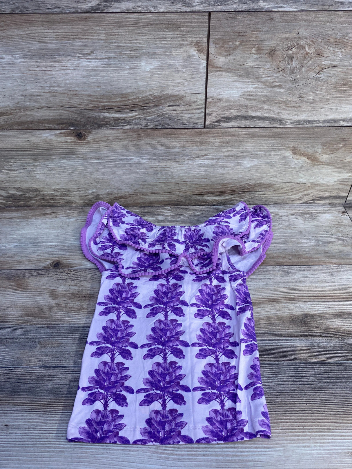 NEW Kate Quinn Lily of the Valley Henley Ruffle Top Purple sz 4T