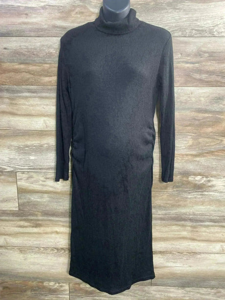 Long Sleeve Turtle Neck Ribbed Dress Black sz XL - Me n Mommy To Be