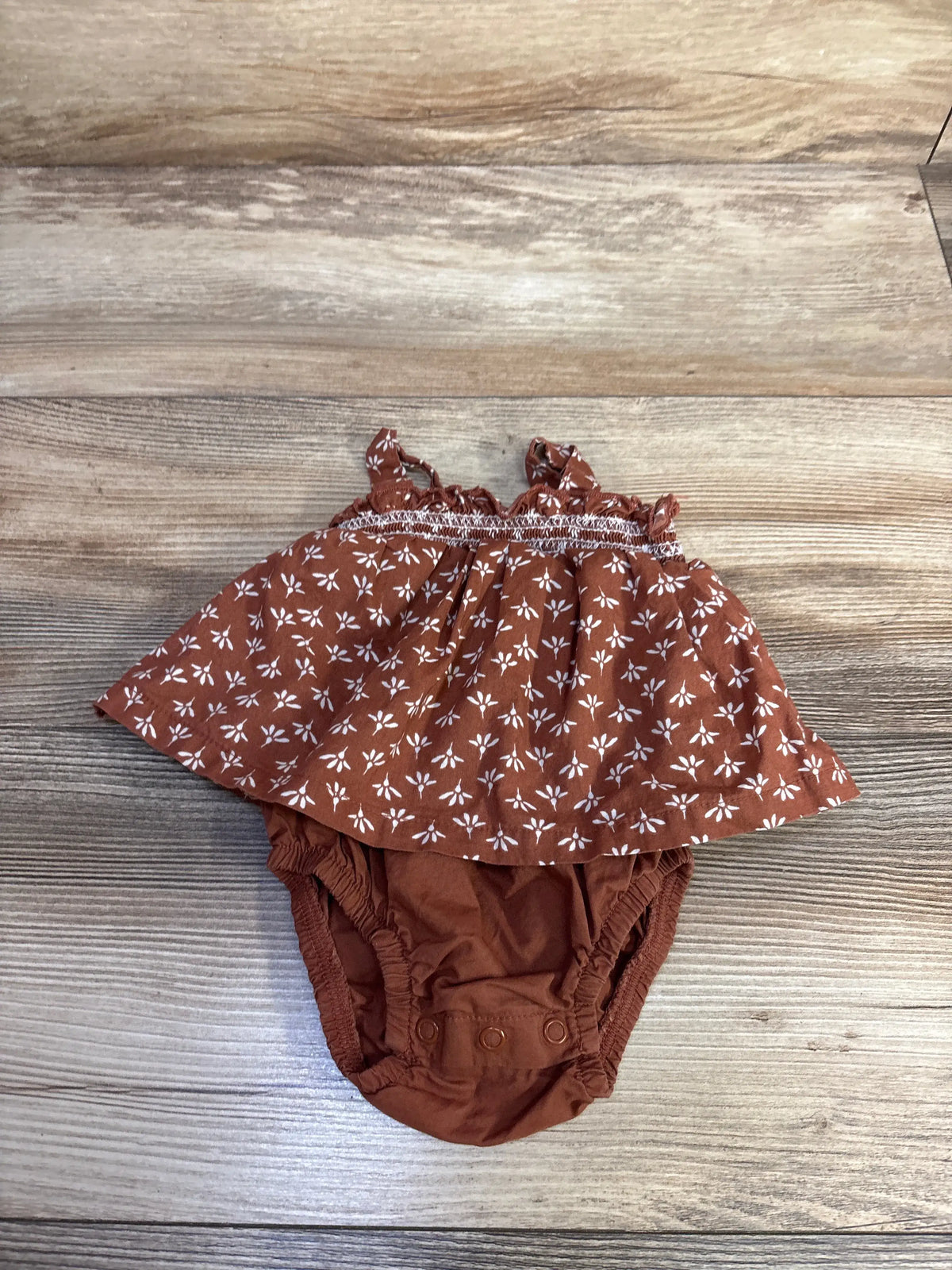 Brown floral bodysuit dress for baby size 3m by Me n Mommy To Be