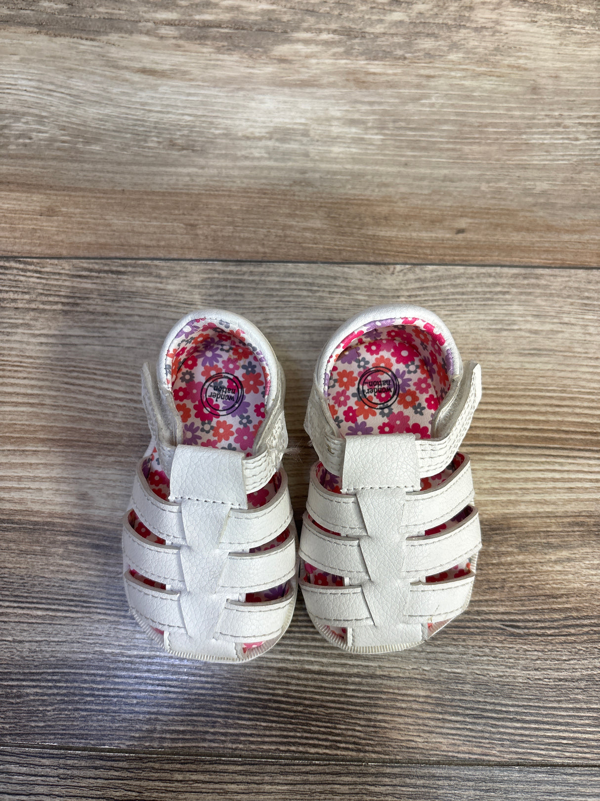 Wonder Nation Floral Fisherman Sandals White sz 2c