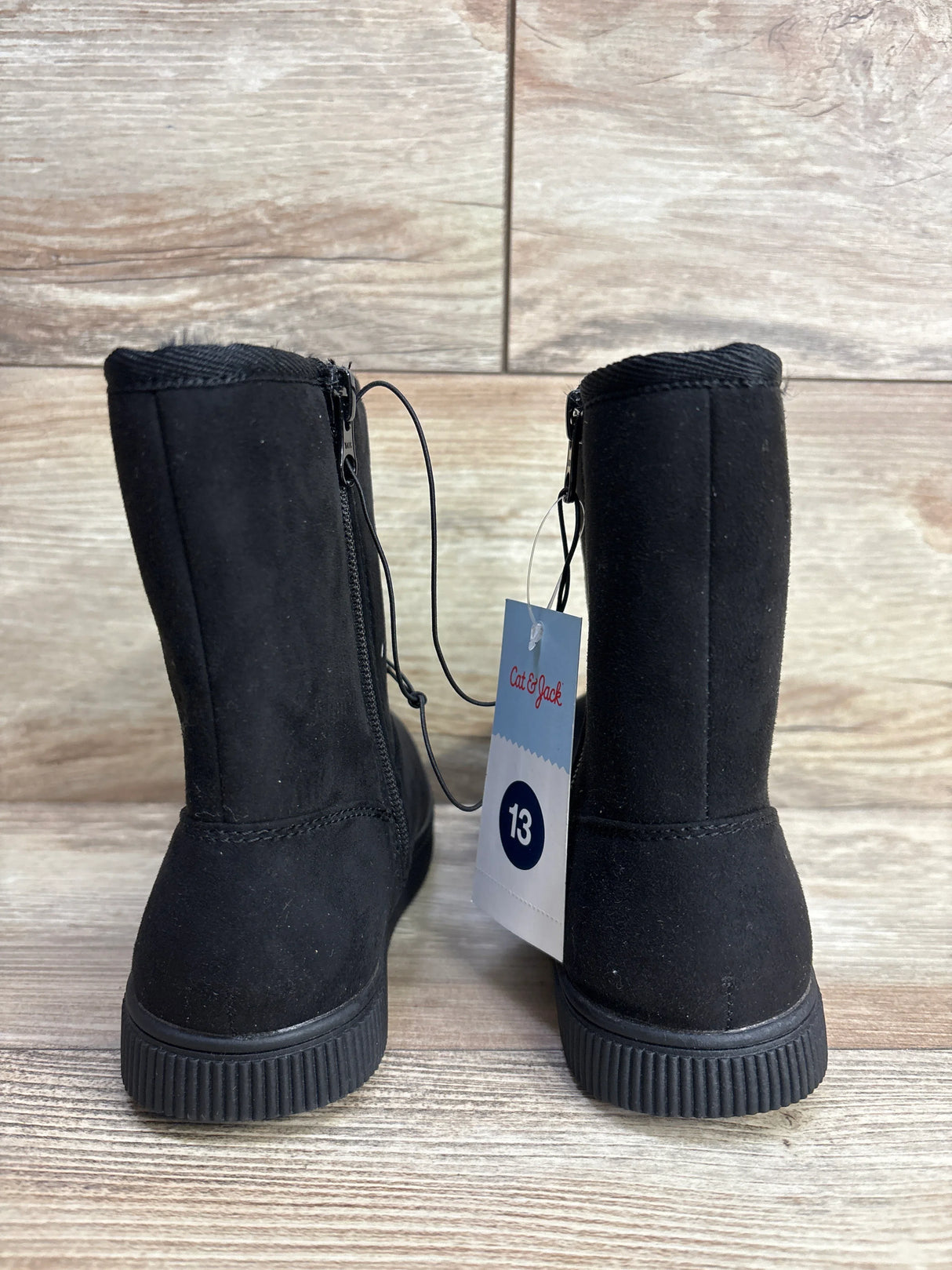 NEW Cat & Jack Holland Shearling Style Boots Black sz 13c