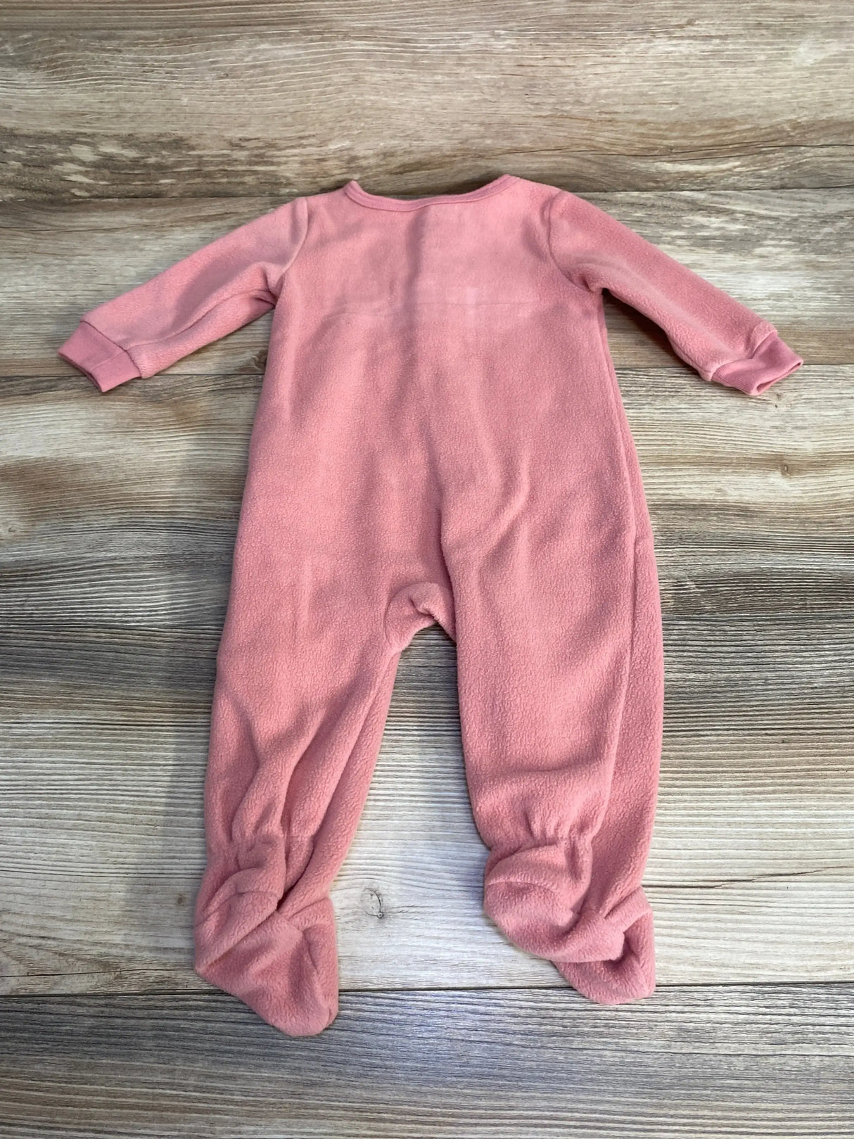 Front view of pink Kids Headquarters butterfly blanket sleeper with hood, embroidered butterfly detail and snap-front on white background