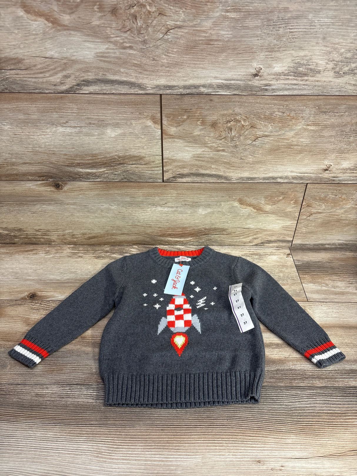 NEW Cat & Jack Rocket Knitted Sweater Grey sz